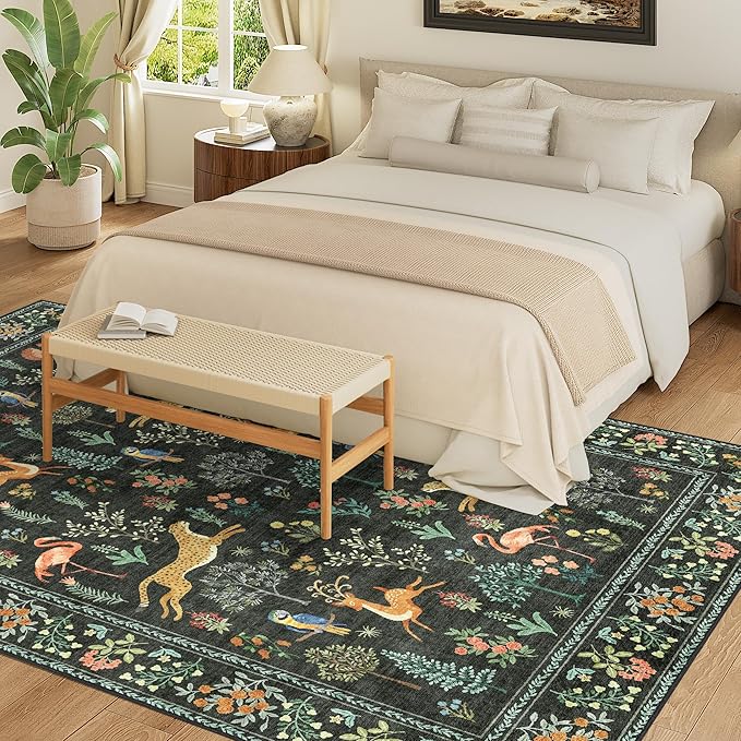 DUKINO 5x7 Rug, Washable Animal Living Room Rug