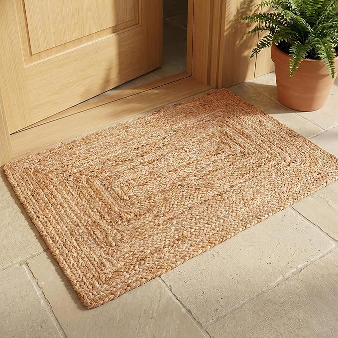 Hausattire Hand Woven Jute Braided Rug, Reversible Boho Entry Area Rugs