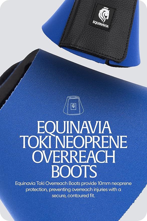 Equinavia Toki Bell Boots for Horses | Neoprene Overreach Boots - Royal Blue - L
