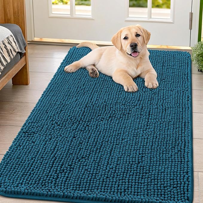 Smiry Dog Door Mat for Muddy Paws 47x32, Absorbent Dirt Trapper, Non-Slip
