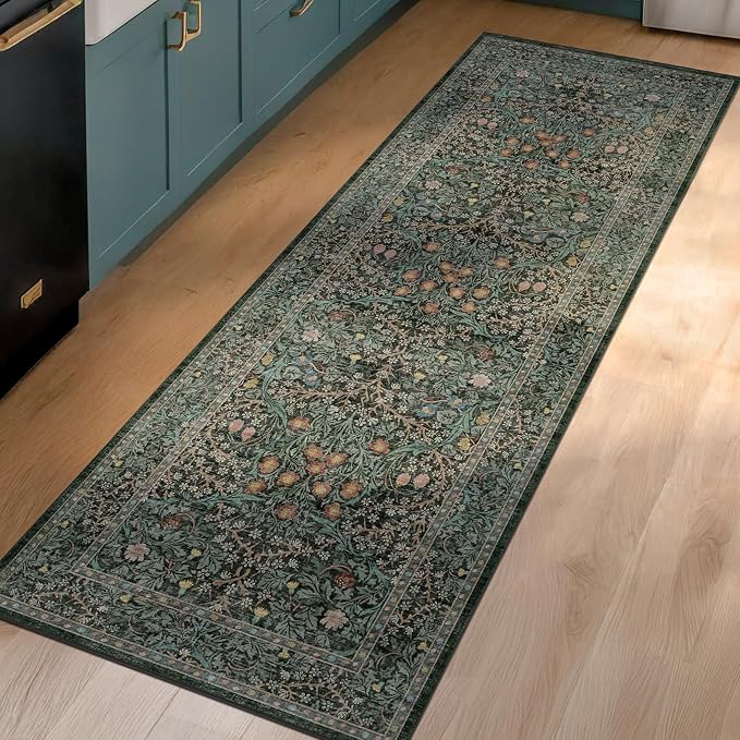 Non Slip 2x6 Kitchen Runner Rug Washable, Rubber Backed Bathroom Runner