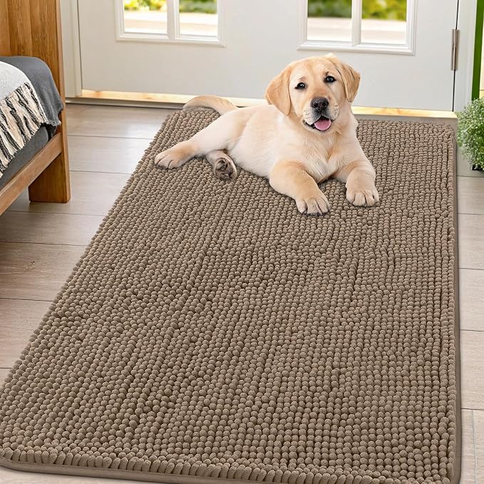 Smiry Dog Door Mat for Muddy Paws 47x32, Absorbent Dirt Trapper, Non-Slip