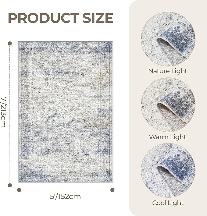 5x7 Area Rugs, Ultra-Thin Washable Rugs