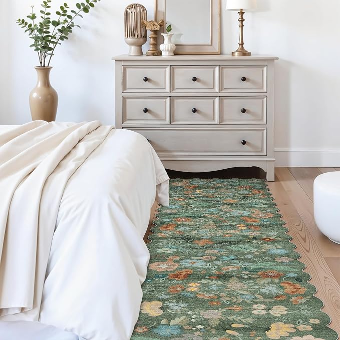 Washable 2'6x12 Hallway Runner Rug: Soft Entryway Kitchen Floral Runners Non