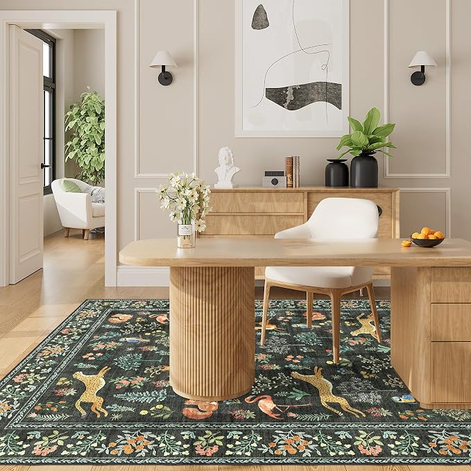 DUKINO 4x6 Rug, Washable Animal Area Rug