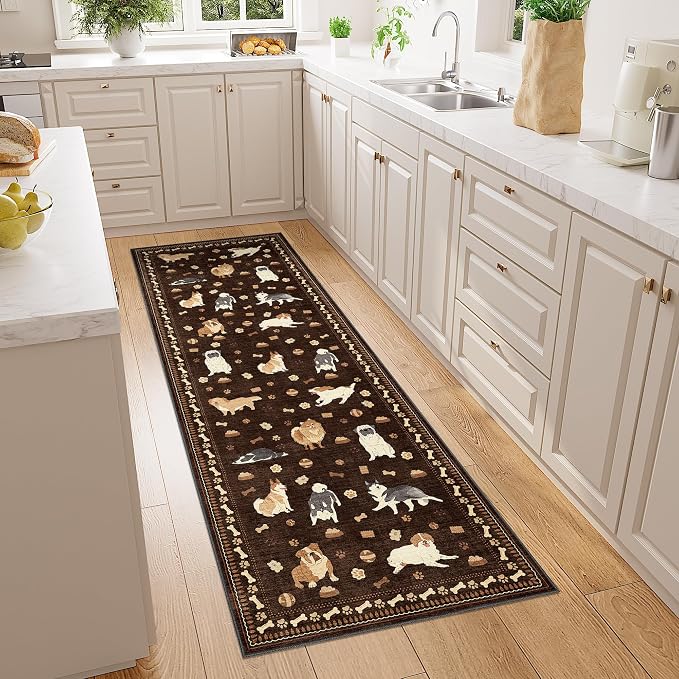 DUKINO 2x6 Washable Runner Rug for Hallway, Non Slip Animal Dog Kitchen Rug