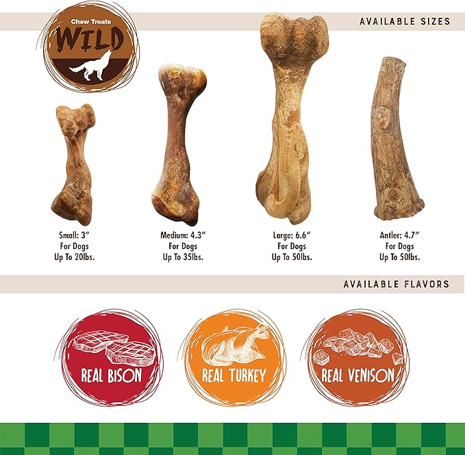Nylabone Healthy Edibles WILD Natural Longer-Lasting Chew Treats, Venison Flavor, Large Dogs Up to 50 lbs - Made in USA (1 Count)