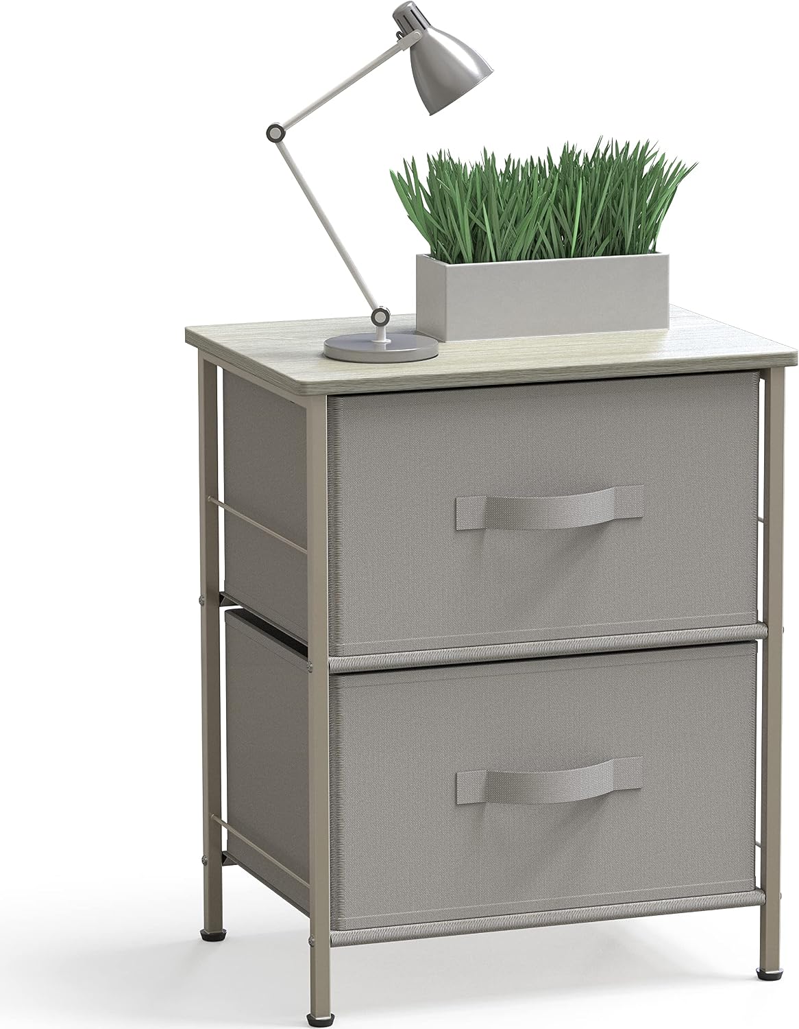 Simple Houseware 2 Tier Night Stand Dresser Organizer Drawer, Gray