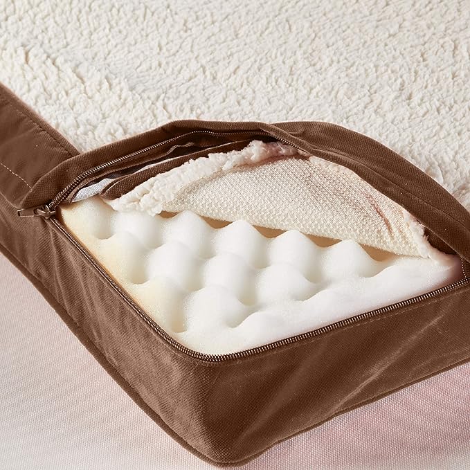 Happy Hounds Oscar Rectangle Orthopedic Foam Sherpa Dog Bed, Medium (42 x 30 in.), Mocha