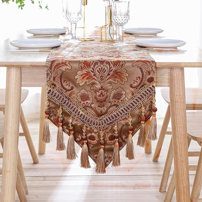 Luxury Vintage Table Runner Embroidery Jacquard Fabric