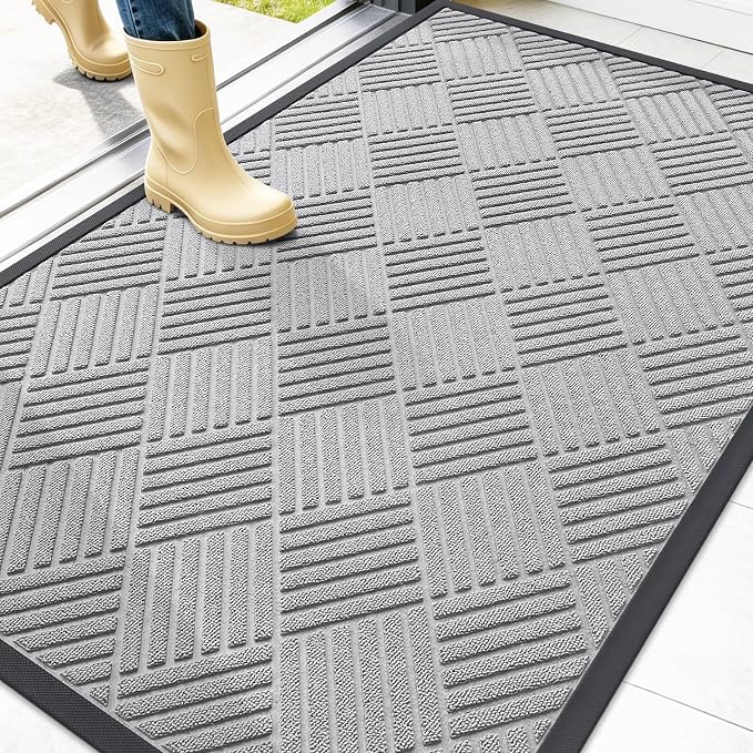 OLANLY Front Door Mat Outside Entrance 47x32, Heavy Duty Sturdy Natural Rubber