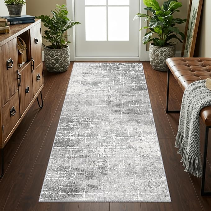 Washable Abstract 2x6 Kitchen Rug: Non-Slip Sink Stove Floor Mat