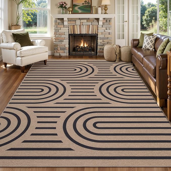 Tangsoo Modern Easy Jute Rug 5x7 Large Washable Area Rugs