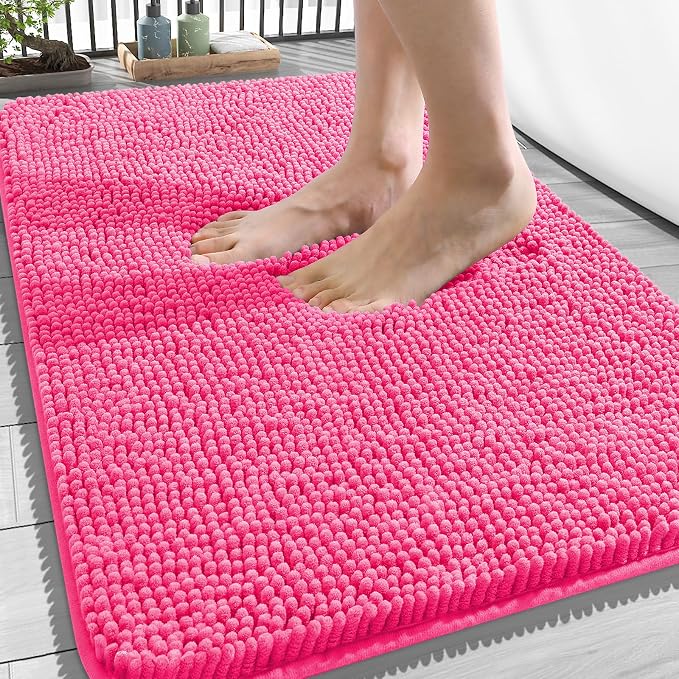 OLANLY Bathroom Rugs 34x21, Extra Soft Absorbent Chenille Bath Rugs, Rubber