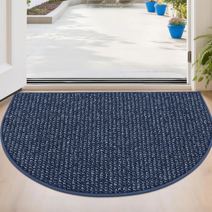 BEQHAUSE Dirt Trapper Door Mat 24" x 36" Half Circle Non-Slip Washable Doormats