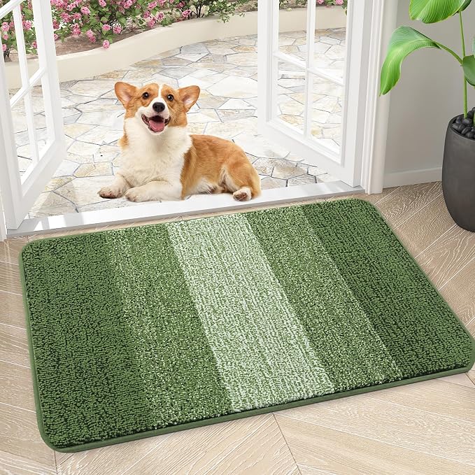 Kitinjoy Indoor Outdoor Door Mat, 30x17 Non-Slip Absorbent Dirt Trapper