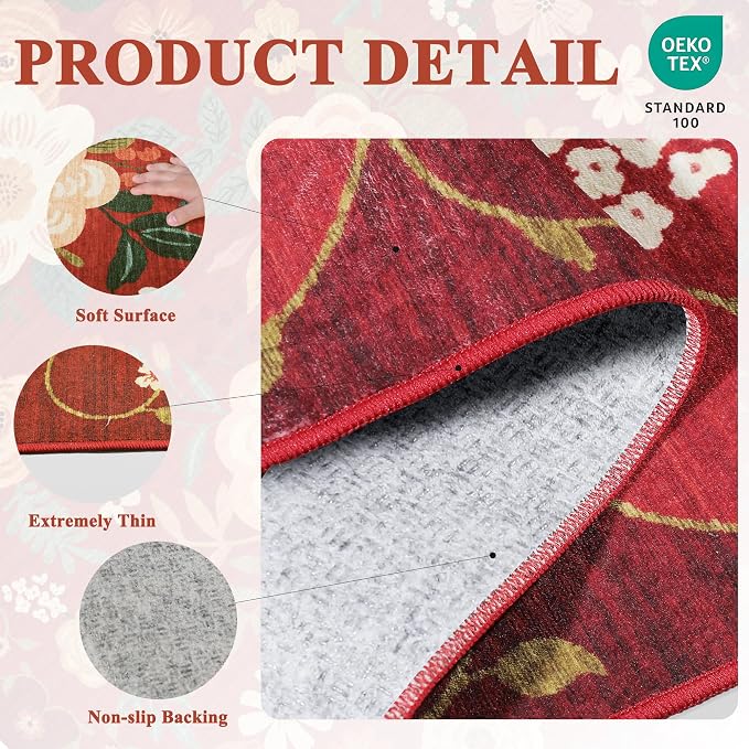 DUKINO 2x6 Runner Rug for Hallway, Washable Kitchen Runner Rug