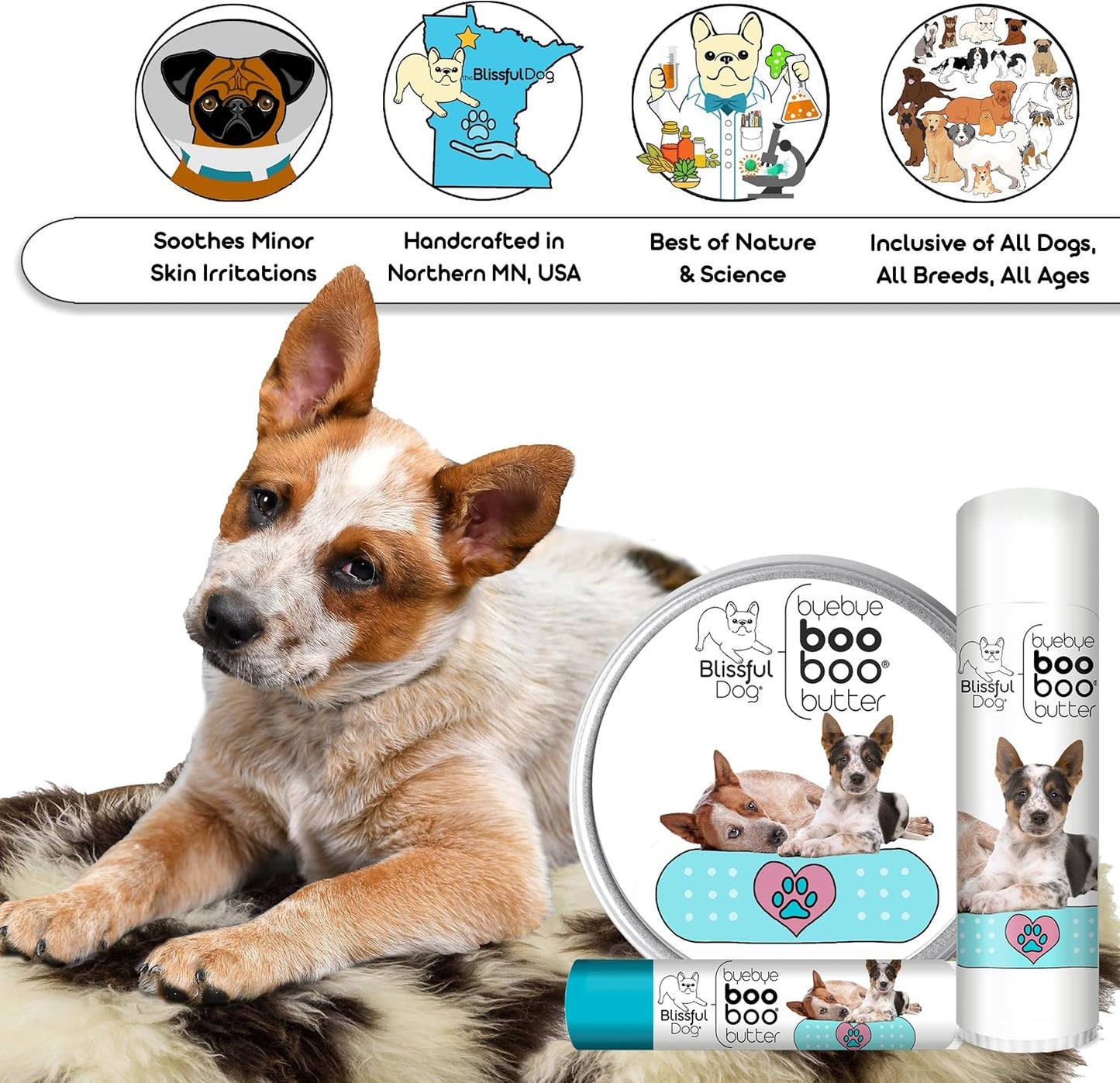 The Blissful Dog 4 oz TIN AUSTRAILIAN Cattle Dog Booboo Butter