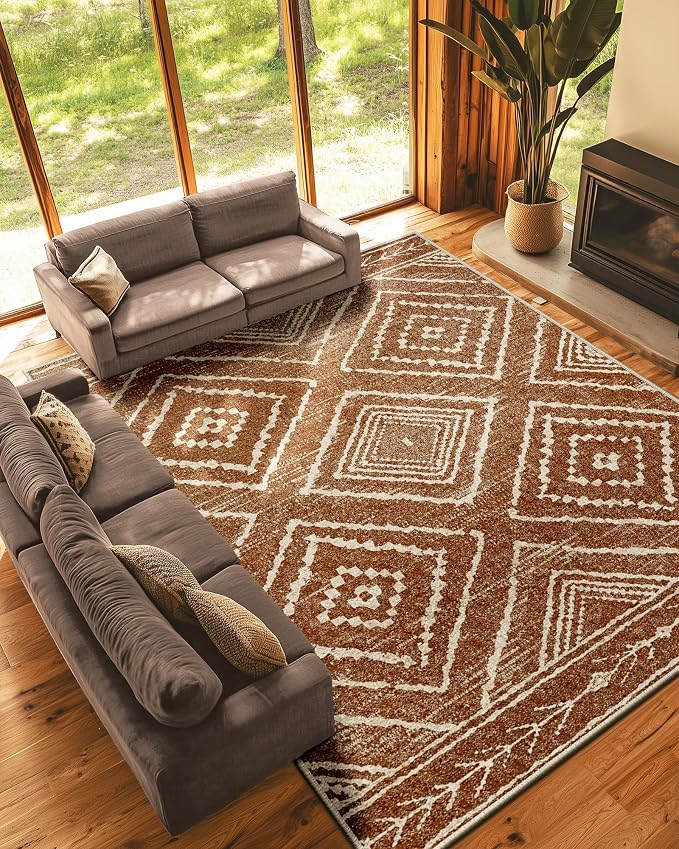 BESTSWEETIE Area Rug 9x12 Machine Washable Non-Slip Low Pile Print Pattern