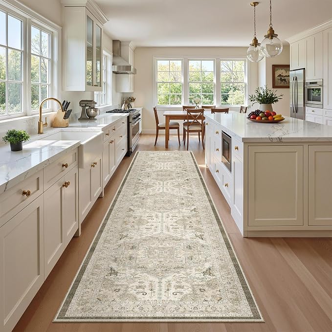 Madane Hallway Runner Rug 2'6''x12' Kitchen Runner, Non Slip Vintage Runners