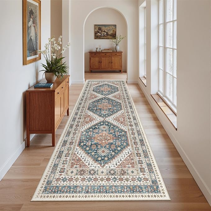 Madane Runner Rug 2'6''x8' Kitchen Runner, Hallway Runner Printed Vintage