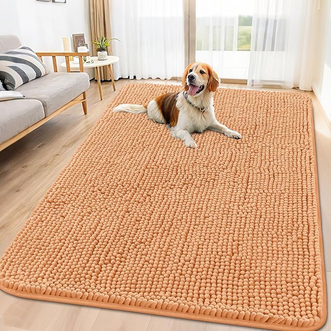 Smiry Dog Door Mat for Muddy Paws 71x46, Absorbent Dirt Trapper, Non-Slip