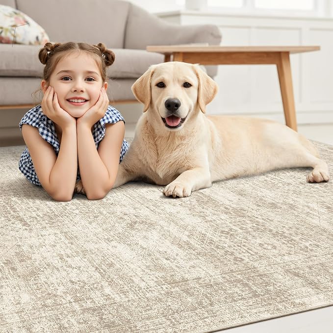 Soalmost Area Rug 10x12 Vintage Washable Living Room Large Carpet Non Slip