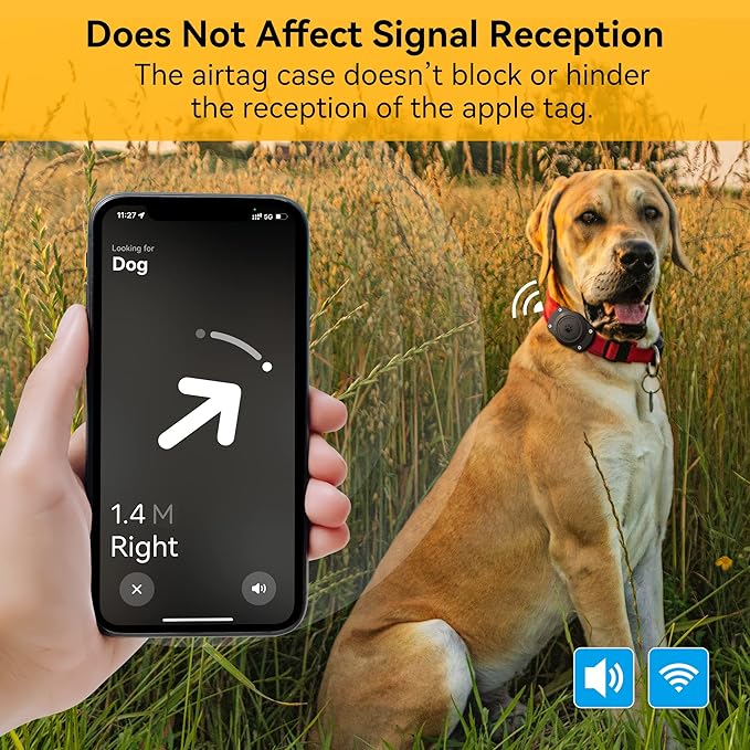 IPX8 Waterproof for Airtag Dog Collar Holder [Metal Back Plate] Ultra-Durable Dog & Cat Collars Mount for AirTag, Suitable for All Widths of Collars (4 Pack)