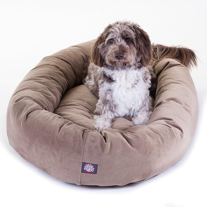 Majestic Pet Extra-Large 52" Bagel Dog Pet Bed Microsuede - Stone