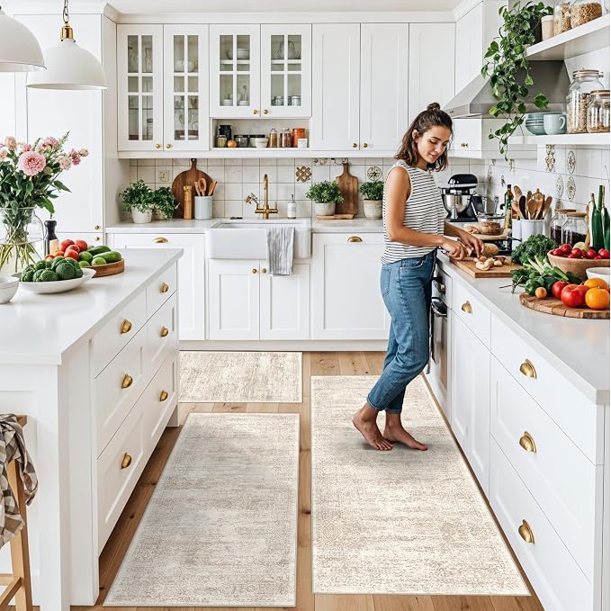 Kitchen Rug Sets 3 Piece Washable – Non Slip Modern Boho Small Kitchen Rugs and