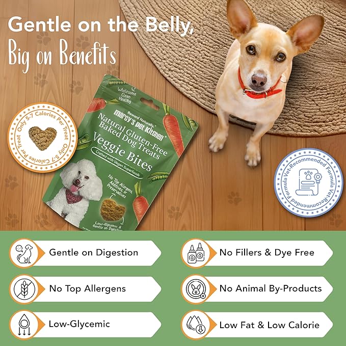 Marcy's Pet Kitchen-Diabetic Dog Treats-Vet Recommend-No Preservatives - Crunchy, Superfoods, All Natural-Vegan Homemade,-Gluten Free-for Sensitive Stomachs-Made in The USA Only (2 Pack - Veggie)