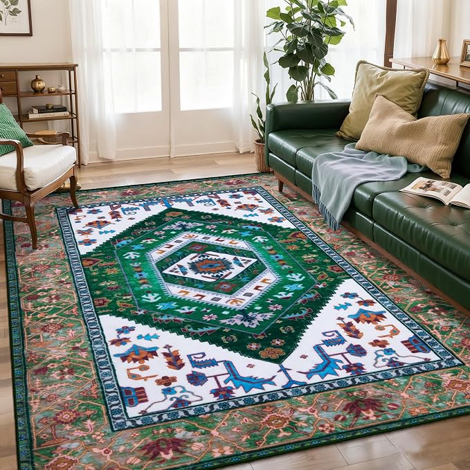 SERISSA 5x7 Boho Area Rug, Washable Non-Slip Rugs
