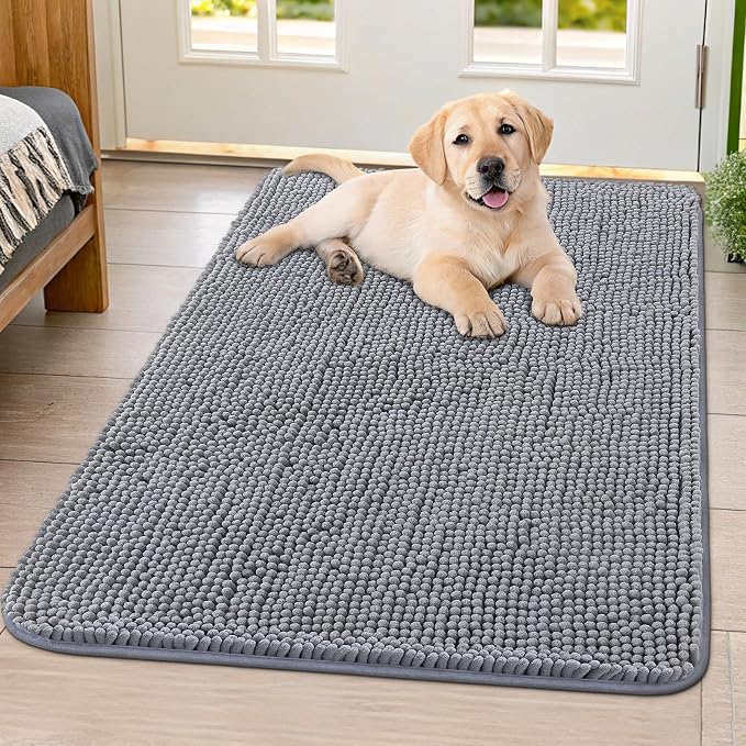 Smiry Dog Door Mat for Muddy Paws 40x32, Absorbent Dirt Trapper, Non-Slip