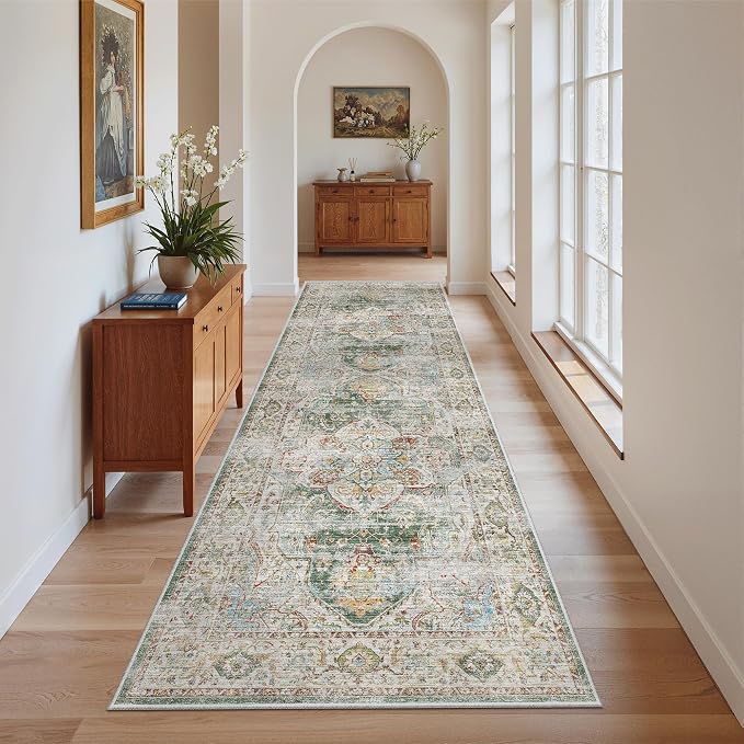 Madane Runner Rug 2'6''x8' Kitchen Runner, Hallway Runner Printed Vintage