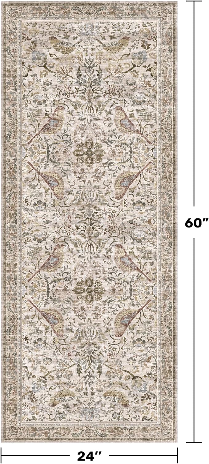 Hazo Haus Boho Moss 2x5 Laundry Room Rug