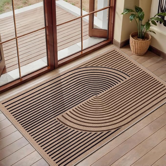 Tangsoo Rainbow Easy Jute Rug, 2x3 Washable Small Area Rug