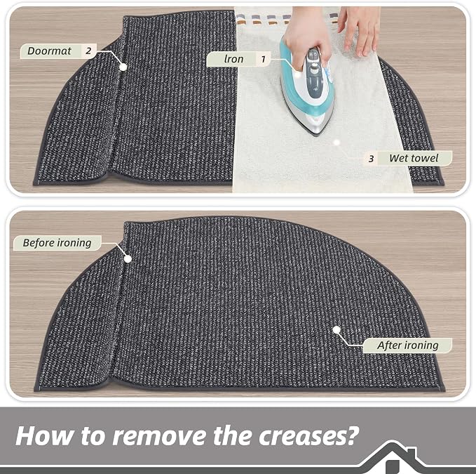 BEQHAUSE Dirt Trapper Door Mat 32" x 48" Half Circle Non-Slip Washable Doormats