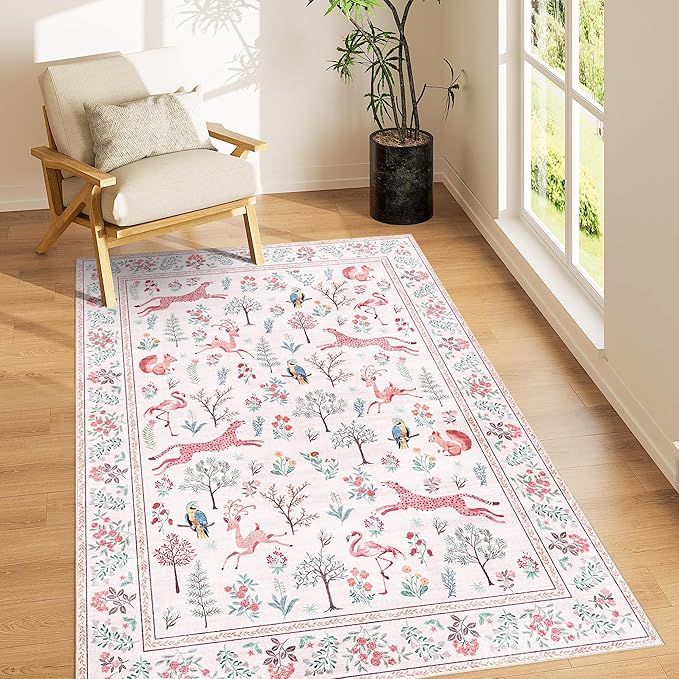 DUKINO 4x6 Rug, Washable Animal Area Rug