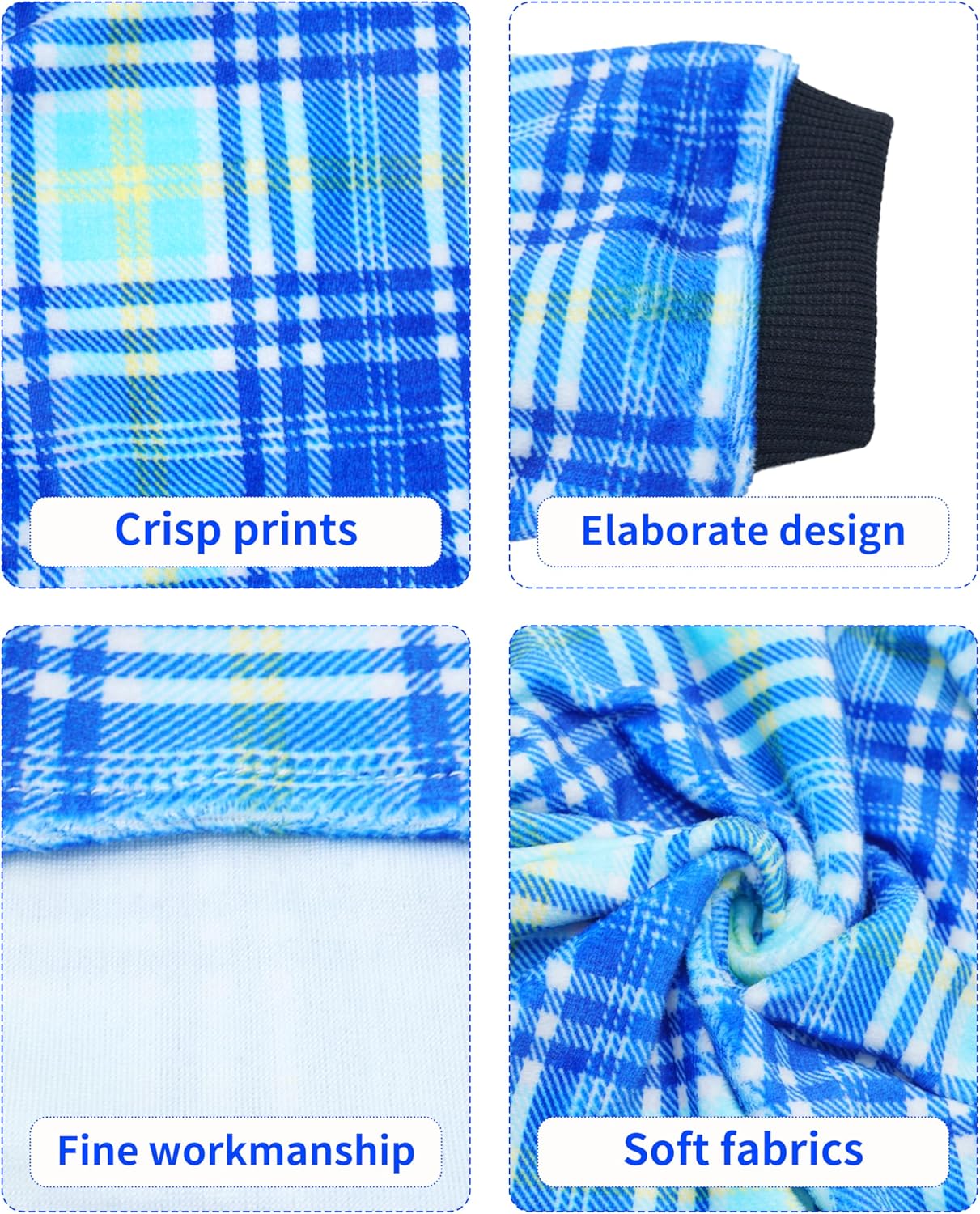 PET SHOW 4 Pack Small Dog Pajamas Cute Dinosaur Monster Clothes for Medium Dogs Soft Stretchy PJs Plaid Jumpsuit Puppy Cats Tie Dye Onesies Outfits with Sleeve Pets Dachshund Costume(S, Blue for Boys)