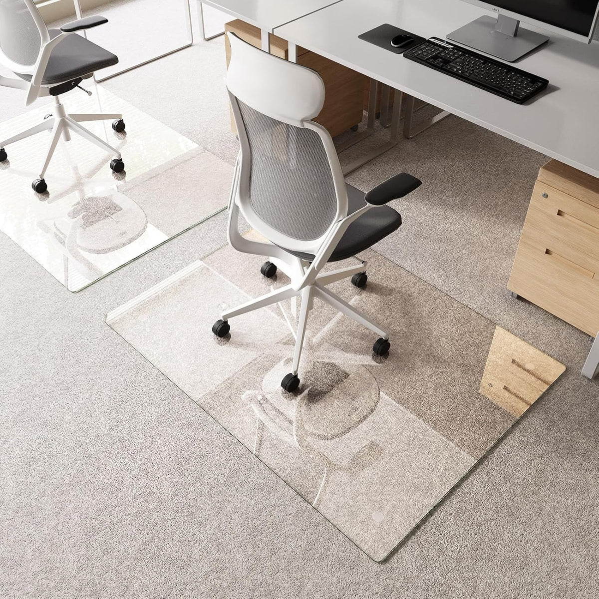 Tempered Glass Chair Mat for Carpet 48"x36", Floor Protector