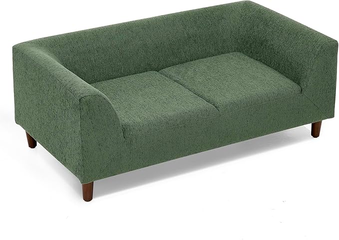Elevated Dog Couch Bed for Medium Large Dogs, Modern Pet Sofa with Backrest & Armrest, Durable Dog Bed Sofa with Soft Cushion, Solid Wood Legs (Olive Green)