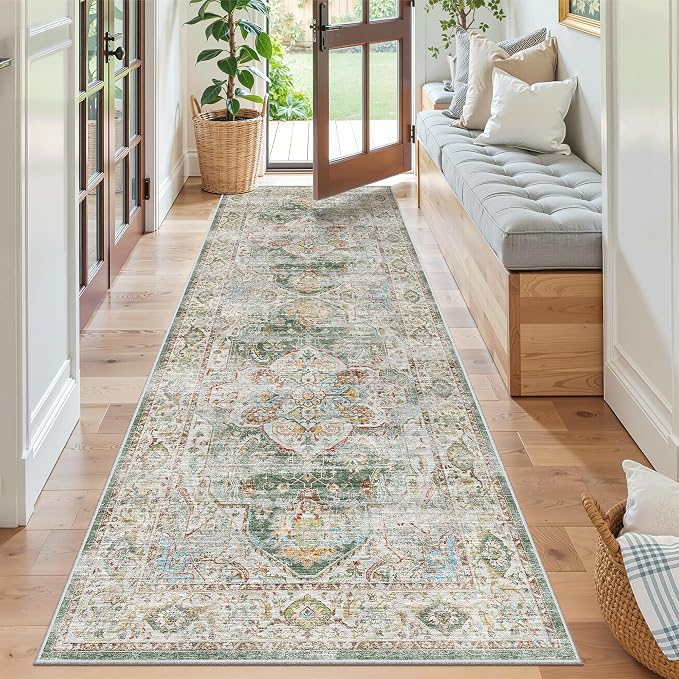Madane Runner Rug 2'6''x8' Kitchen Runner, Hallway Runner Printed Vintage