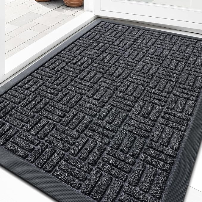 OLANLY Front Door Mat Outside Entrance 29.5x17, Heavy Duty Sturdy Natural