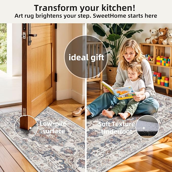 2-Piece Kitchen Runner Rug Set: Washable Non-Slip Floor Mats