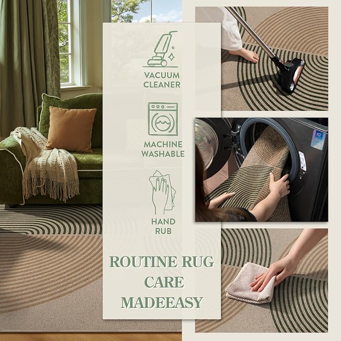 Lahome Modern Rainbow Easy Jute 3x5 Patio Rug, Washable Rugs