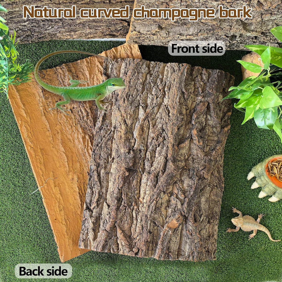 Cork Terrarium Background 11.8x7.9in 8PCS Natural Reptile Cork Bark Flats Terrarium Board Bearded Dragon Climbing Wall Mat Tank Accessories Decor for Lizard Chamelon Snake Turtle Spider Crested Gecko