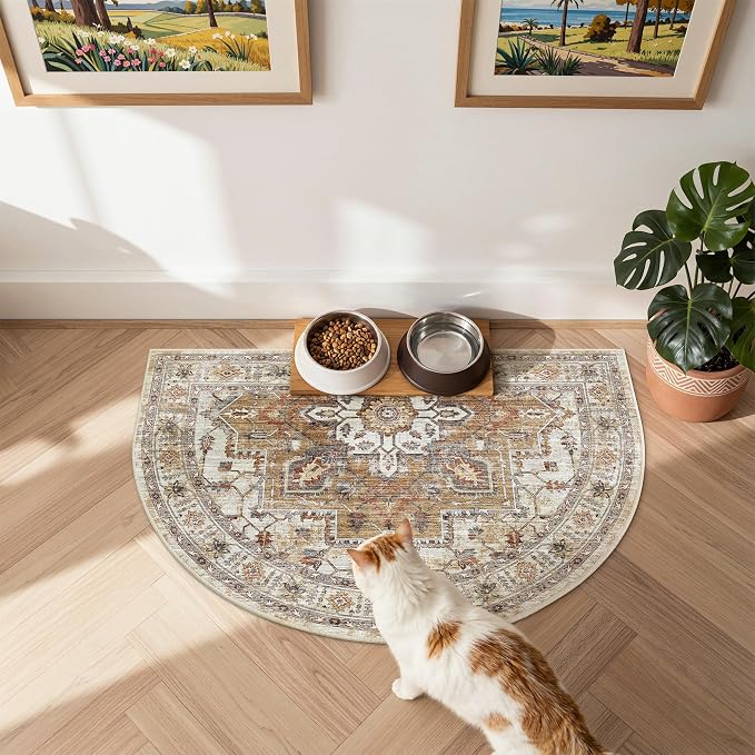 Madane Washable Half Circle Round Rug 2x3, Small Half Moon Rug Entryway