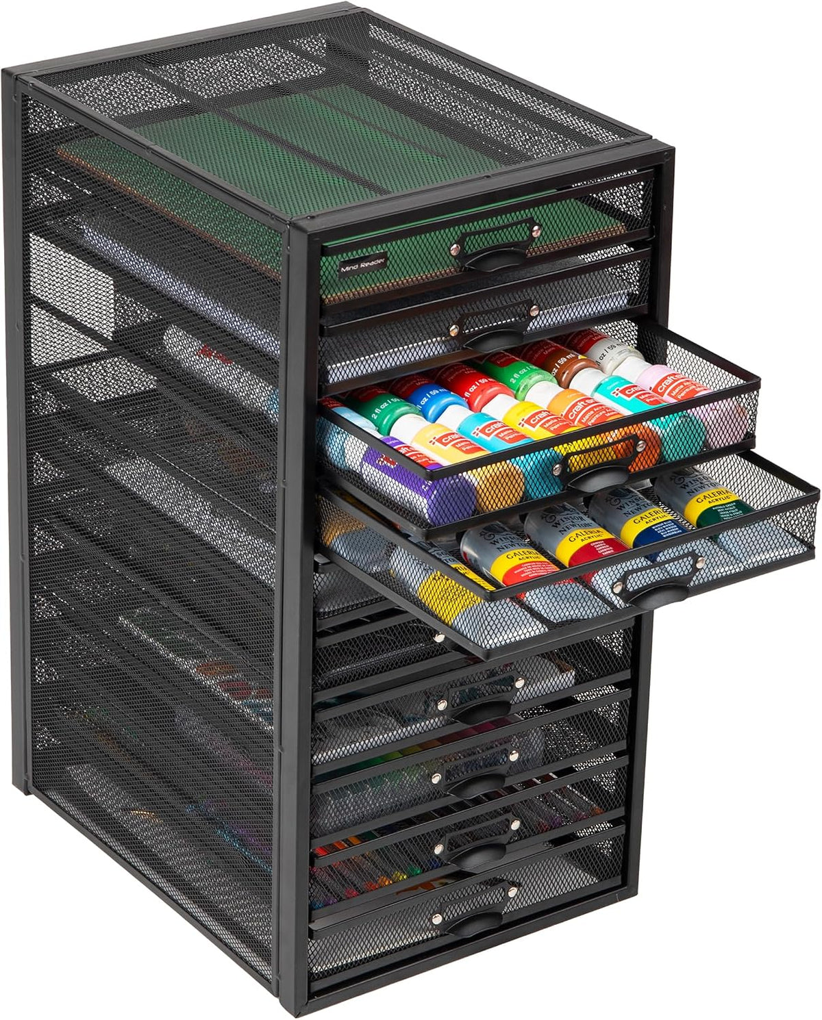 Mind Reader 10-Drawer Desk Organizer for Office Supplies, Crafts, Mail Sorting & More, Metal Mesh, Black