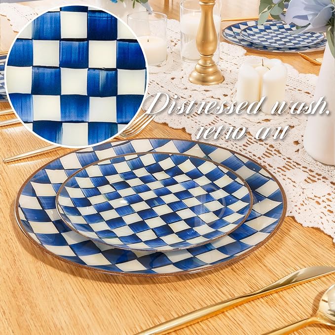 U-QE 20PCS Blue Plastic Plates for Party