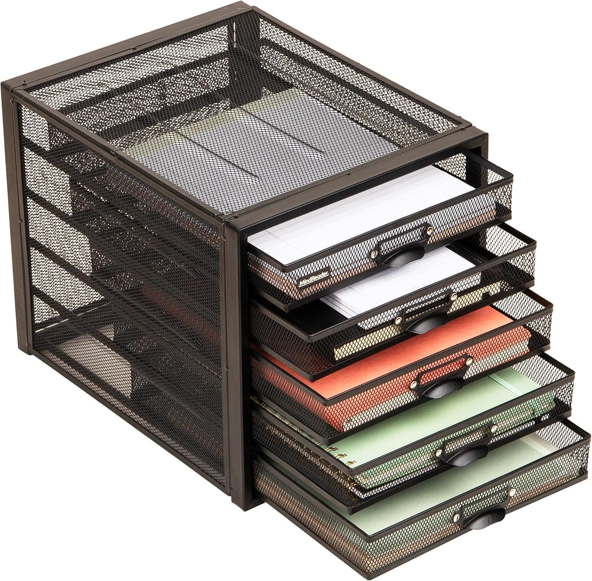 Mind Reader File Storage Drawers, Desk Organizer, Multi-Purpose, Crafts, Office, Metal, Black